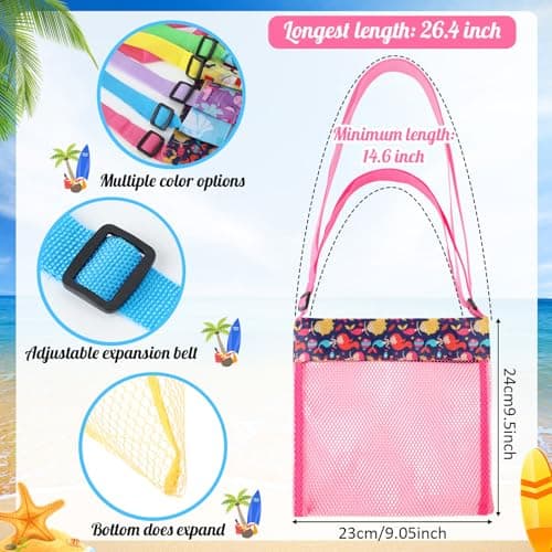 Boao 20 Packs Mesh Beach Bag Sand Toy 9.5 x 9 Inch Seashell Collecting Bag Outdoor Swimming Beach Accessories Gift for Boys and Girls (Bright,Cartoon Pattern) — view 2