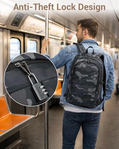 Kono Laptop Backpack School Bag Anti Theft Rucksack for Men Dark Blue — view 6