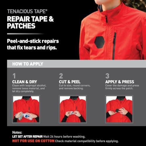 Gear Aid Tenacious Tape 3”x20” Fabric and Vinyl Gear Repair Tape, Quickly Fix Holes and Rips in Puffy Jackets, Rain and Snow Gear, Tents, Sleeping Bag and More, OD Green, 1 Pack — view 3