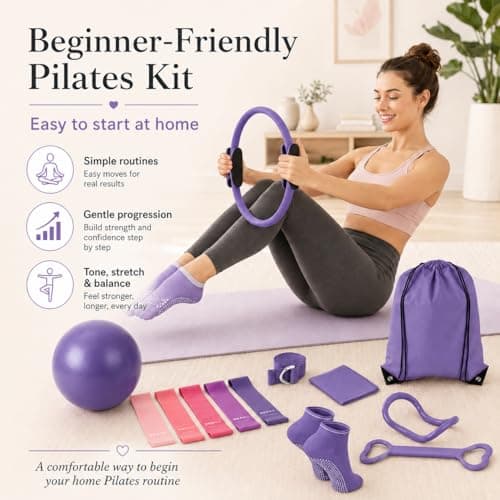 Pilates Equipment, Home Pilates Kit for Women Ring, Ball & Resistance Bands — view 3