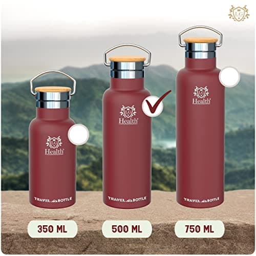 Insulated Water Bottle 500 ml Stainless Steel Vacuum Flask with Neoprene Sleeve, 2 Lids: Sport & Leak-Proof, BPA Free, Drinks Cold 24h/Hot 12h, Travel Flask for Gym, Hiking & Office — view 4