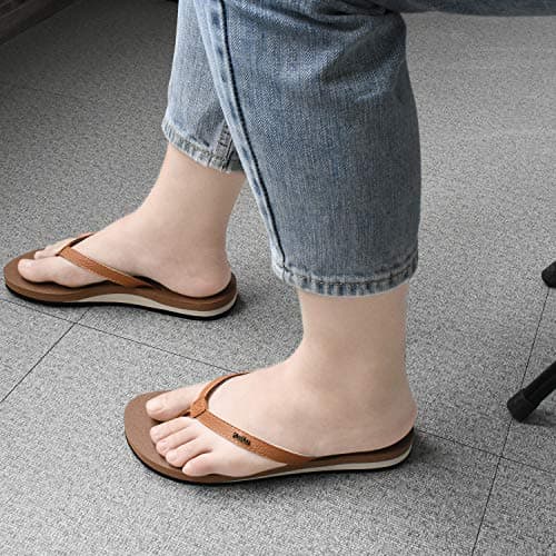 KuaiLu Flip Flops Women Fabric Arch Support Sandals Beach Thong Khaki 6.5 — view 3
