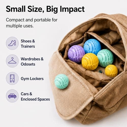12PCS Shoe Deodorizer Balls Long-Lasting Odour Eliminator with Botanical Freshness - Compact Spherical Design for Shoes, Trainers, Wardrobes, Cars & Lockers, Effective Smell Remover & Air — view 2