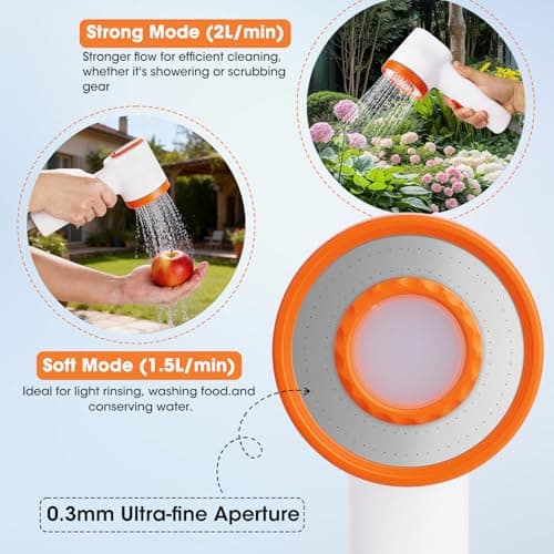 Portable Camping Shower Kit, IPX6 Waterproof Rechargeable Pump with Carbon Water Purification and Soft LED Light, 20L Folding Bucket, Portable Shower for Outdoor Camping Pet Bath Wash — view 5