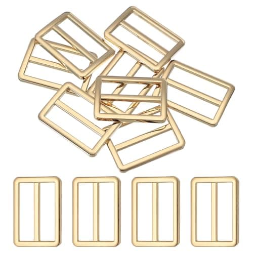 sourcing map 8pcs Flat Metal Slide Buckle, 1.5" Zinc Alloy Adjustable Buckles, Webbing Strap Fastener Tri Glide Adjuster Slider for Bags Backpack Purse Belts, Light Gold