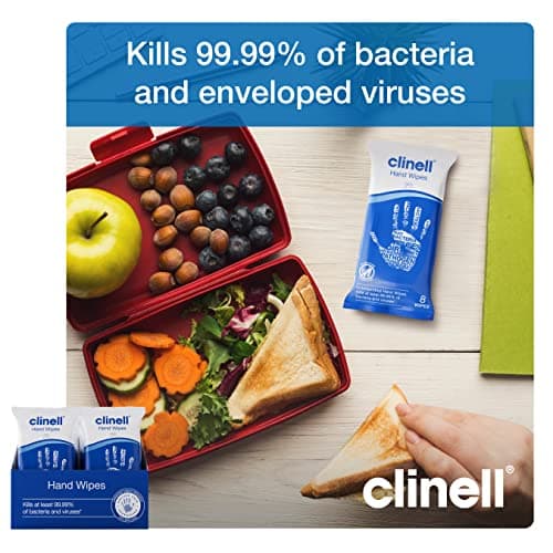 Clinell Antimicrobial Hand Wipes Ideal for Travel - 20 Packs of 8 Wipes - Dermatologically Tested, Kills 99.99% of bacteria & viruses — view 6