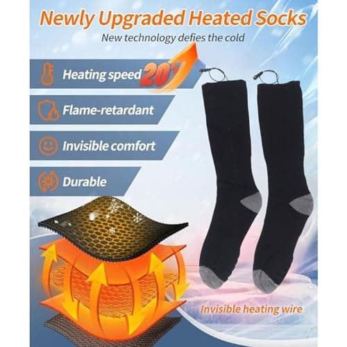 Battery Operated Heated Socks for Winter Travel, Skiing, Hiking, One Size — view 3