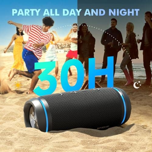 W-KING Bluetooth Speaker, 36W Portable Wireless Bluetooth Speakers, IPX6 Waterproof Outdoor Speaker Loud With 360° Stereo Hi-fi Sound, 2 EQ, BT 5.4, 30H Playtime, for Travel, Sport, Beach, Gifts — view 4
