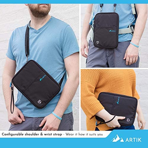 ARTIK Family Passport Holder - Large Capacity - Removable Shoulder and Wrist Straps - Earphone/Charging Cable Hole - RFID Blocking - Water Resistant - Travel Wallet - Document Organiser — view 5
