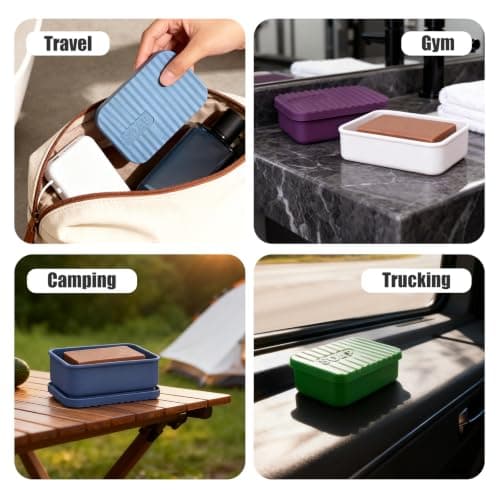 AIDIMMING Extra Large Leak Proof Silicone Travel Soap Case – for Extended Trips, Camping, Outdoor Adventures, or Truck Drivers, Perfectly fits 10-Ounce Duke Cannon Soap Bar (Deep Blue) — view 6