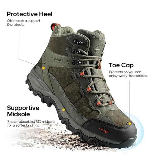 NORTIV 8 Men's Waterproof Lightweight Walking Boots,Size 10,Army Green — view 6