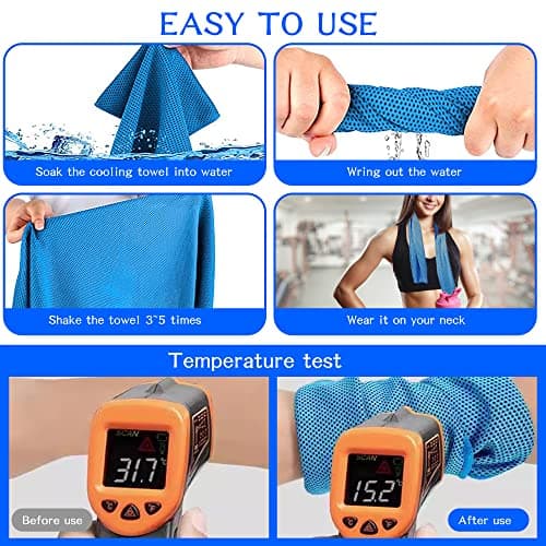 YORFULL Cooling Towels for Neck,Quick Drying Ice Towel Instant Cooling Relief,Soft Breathable Chilly Towel for Gym,Golf,Yoga,Camping,Running, Workout,and More Activities Blue — view 3