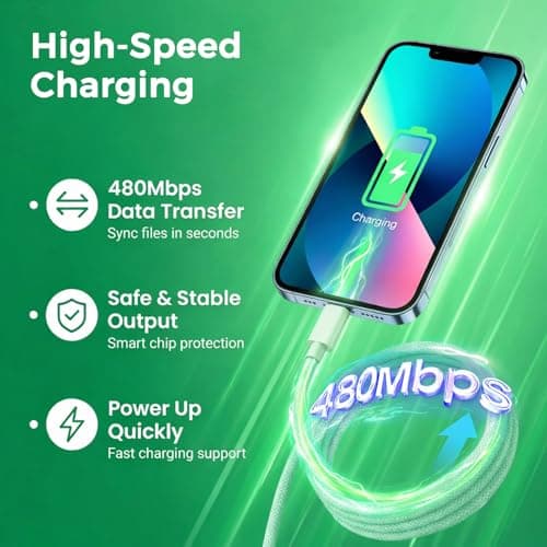 Fofuo 6Pack USB A to USB C Cable 3/6/10FT USB C Charger Cable Nylon Braided — view 5