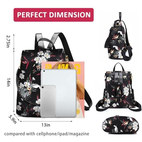 Fmeida Anti Theft Backpack for Women Small Travel Rucksack Water Resistant — view 2