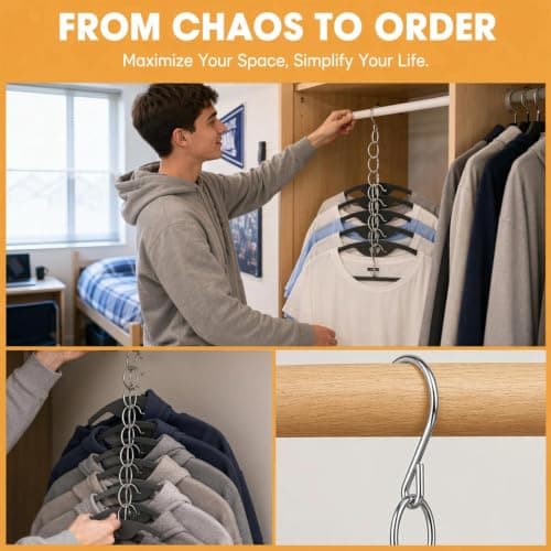 ZBKJYILF NiHome Clothing Chain Hanger 10-Pack, Metal Space-Saving Closet Organizer, Anti-Wrinkle 7 Loop Organizer for Clothes for Home, Office & Travel, Wrinkle-Reducing — view 4