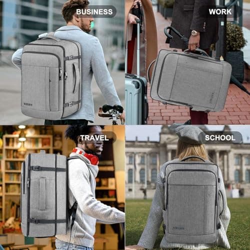 Carry On Backpack, Extra Large 40-50L Travel Backpack for Men & Women, Expandable Backpack For Airplanes, 17 Inch Laptop Backpack, Luggage Suitcase 40L Daypack Lightweight Business Weekender Bag, Grey — view 6