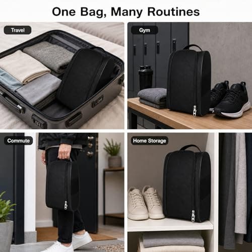 Optimised Travel Shoe Bag with Breathable Dust-Repellent Fabric and Secure Zip-Around Closure - Foldable Gym & Sports Storage Organiser for Trainers, Football Boots, Golf Shoes, Rugby Boots — view 3