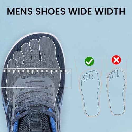 HOIYHEK Wide Fit Trainers for Women Lightweight Breathable Wide Toe Box Shoes Womens Mesh Footwear Non-Slip Comfort Walking Running Shoes for Gym Walking Navy Blue White Size 6.5 — view 5