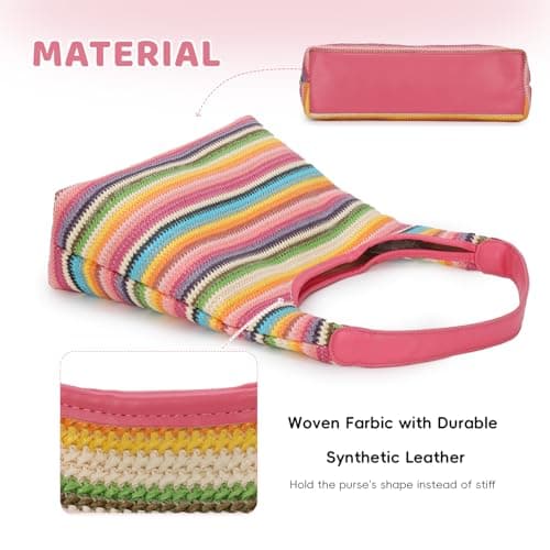 Jywmsc Women Summer Beach Bag Woven Straw Striped Tote Handbag Trendy Vacation Purse Satchel with Zipper — view 4