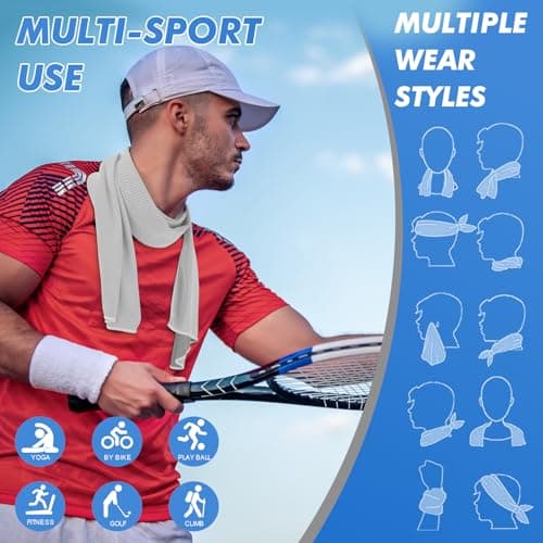 CSITE 6 Pack Cooling Towels (120x30cm) for Neck and Face, Ice Towel for Hot Weather, Soft Breathable Chilly Gym Towels, Microfiber Towel for Work Out, Yoga, Running, Camping & More Activities — view 3