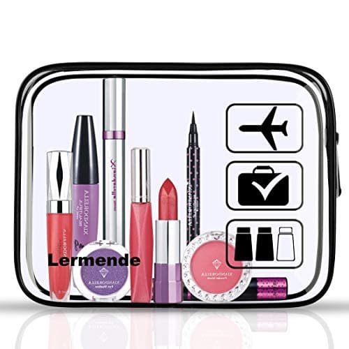 2pcs/Pack Lermende Clear Toiletry Bag TSA Approved Travel Carry On Airport Airline Compliant Bag Quart Sized 3-1-1 Kit Luggage Pouch (Black) — view 5