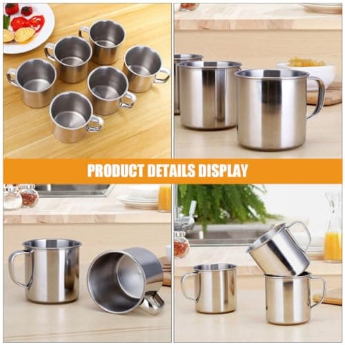 Alipis Stainless Steel Water Cup 100Ml Small Metal Cup with Handle Child Friendly Tumbler for Kids School Camping Outdoor Use — view 3