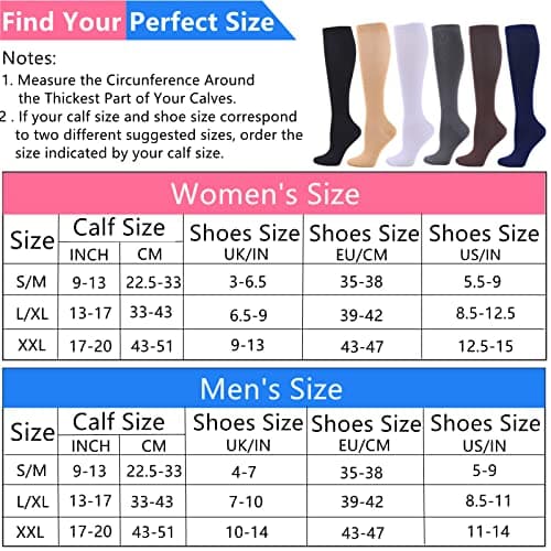 Zingso Compression Socks for Women Men, 2 Pairs 20-25mmHg Knee High Socks Compression Stockings for Sport, Athletic, Edema, Diabetic, Varicose Veins, Travel, Pregnancy, Nursing (L/XL, Blue Grey) — view 2