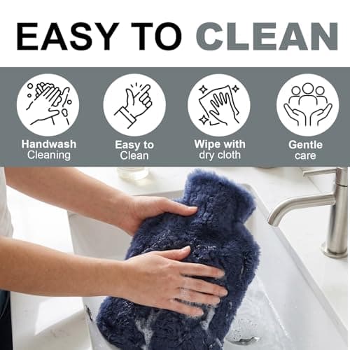 Hot Water Bottle Cover – Genuine Soft Sheepskin Shorn Wool Plush Insulated Cosy Sleeve with Zip Closure - Natural Wool Heat Retention Protector for Home Comfort & Winter Warmth (Natural, Large) — view 4