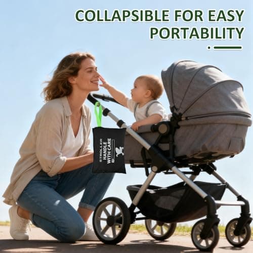 CENBEN Stroller Bag for Airplane, Large Capacity Pram Travel Bag, Waterproof Pushchair Cover with Hand Strap, Pushchair & Pram Transport Bags for Airplane Infant Buggy Stroller Storage(Black) — view 4