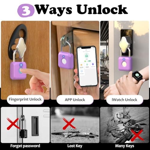 Eseesmart Smart Fingerprint Padlock - Lock with APP Control,Gym Locker Lock,Keyless USB Charging Smart Lock for Gym Locker, Luggages & Suitcases — view 3