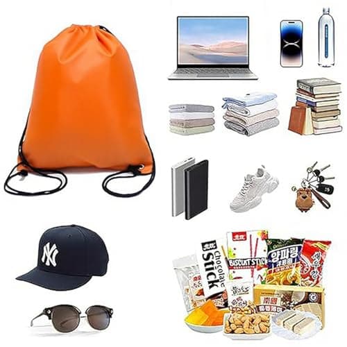 Senshuomy Drawstring Bags Swimming Sports Back Pack Drawstring Gym Bag for Mens & Womens - Ideal for School Travel, Picnic, Holidays, Shopping, Yoga （2pcs (Orange) — view 6