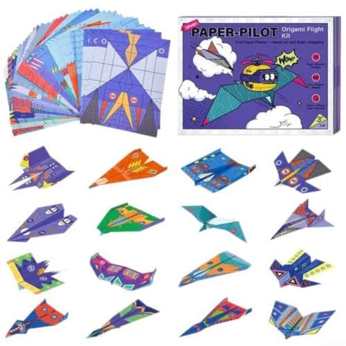 Paper Planes Activity Set for Children Boys Girls Includes Book Guide and 48 Sheets Multicolored Paper Creative DIY Toy for Rainy Day Crafts(48pc)