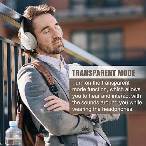 RUNOLIM Hybrid Active Noise Cancelling Headphones, Wireless Over Ear Bluetooth Headphones with Microphone, 100H Playtime, Foldable Wireless Headphones with HiFi Audio, Deep Bass for Home Travel Office — view 6