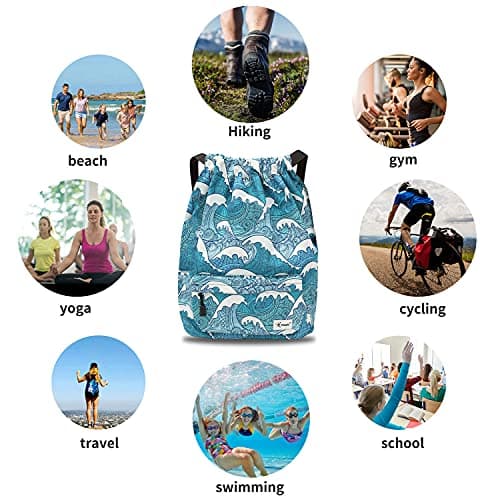 Risefit Waterproof Drawstring Bags String Backpack, Swim Bags PE Gym Bags Sports Backpacks Swimming Bags for Adults, Kids - Men Women Girls Boys — view 4