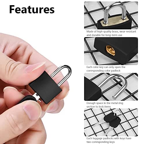 Flintronic 3 Pack Suitcase Lock with Key Small Padlock Luggage Lock Travel Lock Backpack Lock, Color Metal Padlock with Key, Small Padlock for Travel Backpack Play Fitness, Black — view 3