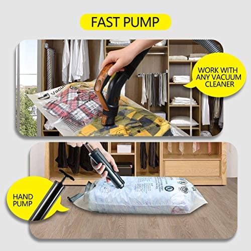 10 Pack Vacuum Storage Bags (5 x Large, 5 x Medium), Space Saver Sealer Compression Bags with Travel Hand Pump for Blankets, Comforters, Pillows, Clothes Storage — view 6