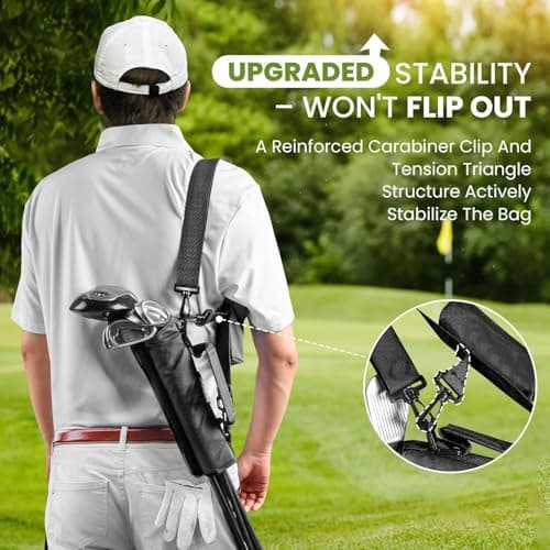 Golf Club Bag Mini for Men Women Driving Range Course Practice, Golf Pencil Bag with Shoulder Straps Sleeves Lightweight Durable Fashion for Golf Training (Black) — view 2