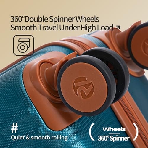 Rocklands London Extra Large Suitcase 32 Inch Lightweight Hard Shell Luggage 4 Dual Spinner Wheels, Durable Travel Case, TSA Lock, Telescopic Handle, Teal — view 4
