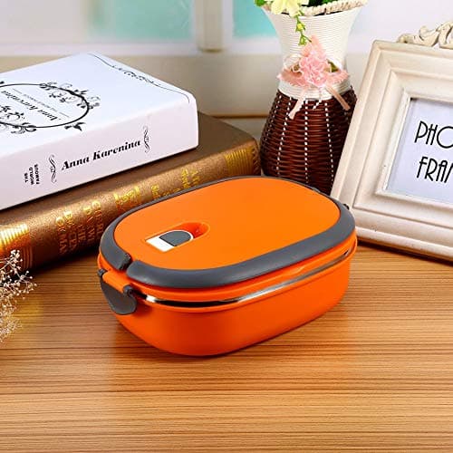 Raguso Single Layer Thermal Lunch Box , Stainless Steel Lunch Box , Portable Carry Hand Thermal Food Container , for Student Work Picnic , Travel , Camping(Orange) — view 2