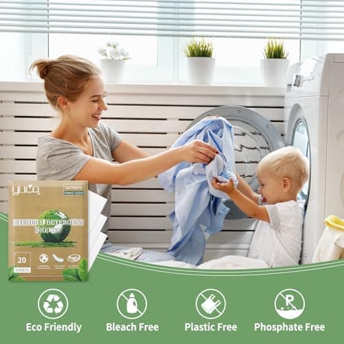 YUCO Laundry Detergent Sheets 40 Washes, Eco Travel Laundry Detergent Liquidless Soap Sheet, Dissolvable in in Sink and Washer, Plastic Free Packaging Cardboard Envelope, Forest (1 Pack, 80g) — view 5