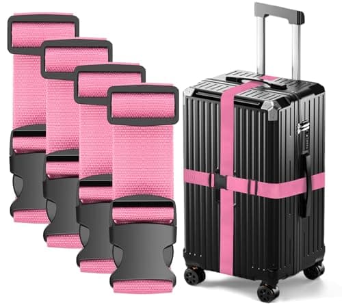 Ninmaofly 4 Pcs Luggage Straps for Suitcases, Adjustable Suitcase Straps