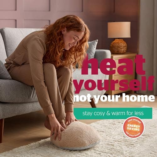 Silentnight Cosy Cuddles USB Heated Foot Warmer - Super Soft Teddy Boucle for Snuggly & Warm Feet - 3 Heat Settings Soothes Aches and Pains - Portable for Home, Camping & Traveling - Washable, Natural — view 5