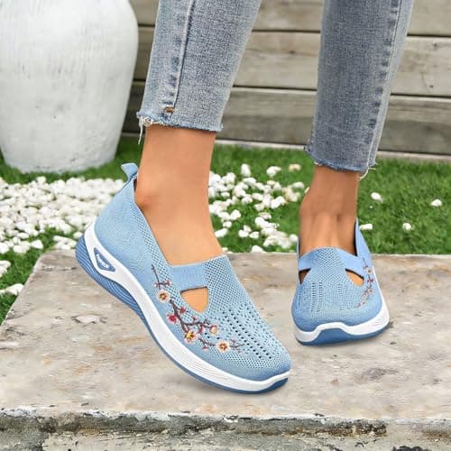 Orthopaedic Shoes Women's Barefoot Shoes Women's Wide H Lightweight Walking Shoes Mesh Breathable Summer Shoes Slip On Trainers Sports Shoes Outdoor Comfortable Trainers, black, 8.5 UK — view 2