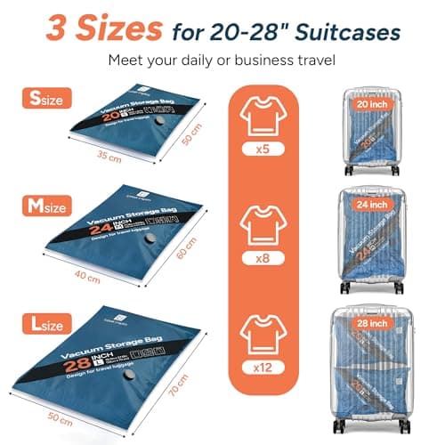 travel inspira Vacuum Bags for Travel with USB-C Rechargeable Pump 9 Pack — view 3