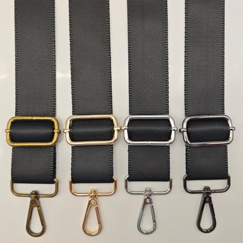 Hibate 1.5" Wide Replacement Crossbody Bag Strap for Women's Handbags Shoulder Straps - Black/Silver Hardware — view 4