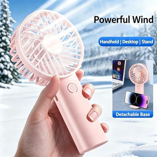 3 Pack Mini Handheld Fan USB Rechargeable Portable Fans with 3 Speeds Detachable Cover Lightweight Pocket-Size Cooling Desk Fan for Travel Makeup Summer for Kids Family School Office Outdoor Camping — view 2