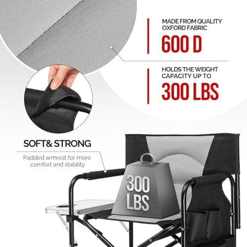 Bonnlo Directors Chair with Side Table & Storage bag,Portable Camping Chair — view 5