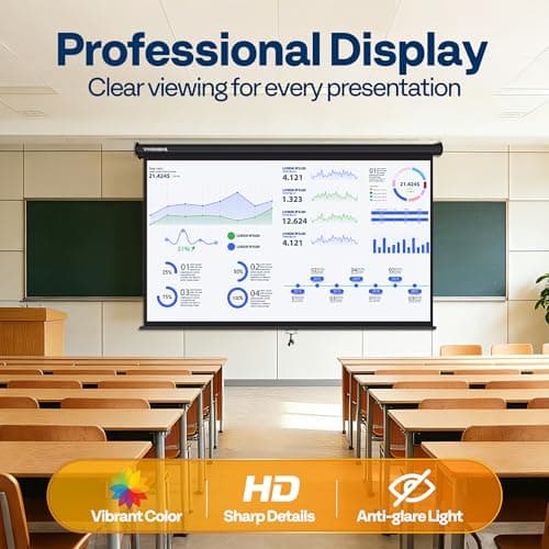 VIVOHOME 80Inch Projector Screen Pull Down Movie Screen with Auto Locking — view 6