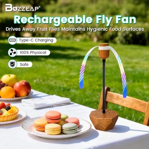 Surezap Rechargeable Fly Fans for Tables, 4 Pack Foldable Outdoor Food Fans — view 2