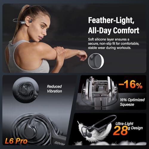 Bone Conduction Headphones,Bluetooth6.0 OpenEar Sport Earphones,Space Black — view 6